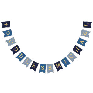 God Bless Boy Blue 7 Letters Baptism Communion Bunting