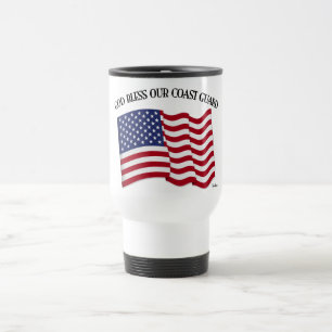GOD BLESS COAST GUARD with & US flag Travel Mug