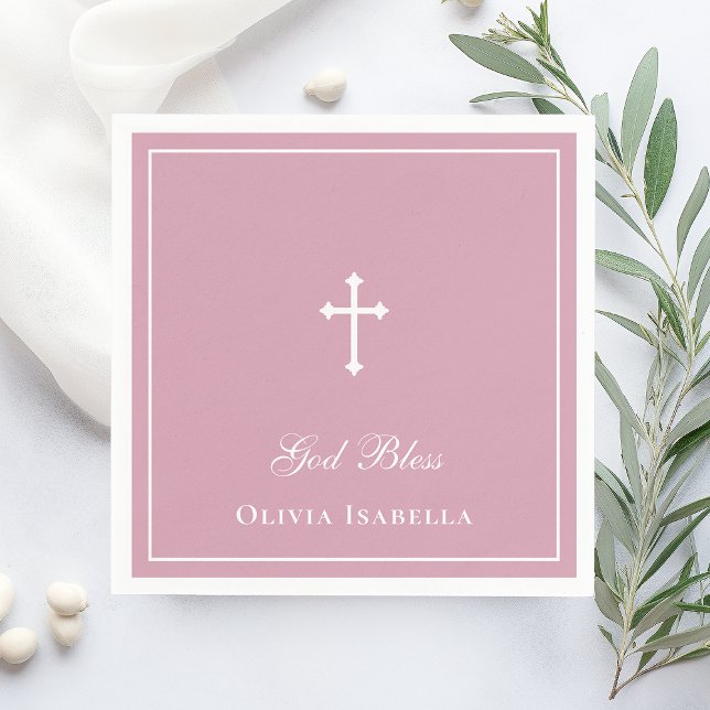 God Bless Cross Girl Baptism Napkin (Creator Uploaded)