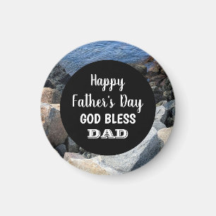 God Bless Dad Happy Father's Day Rocky Seashore Magnet
