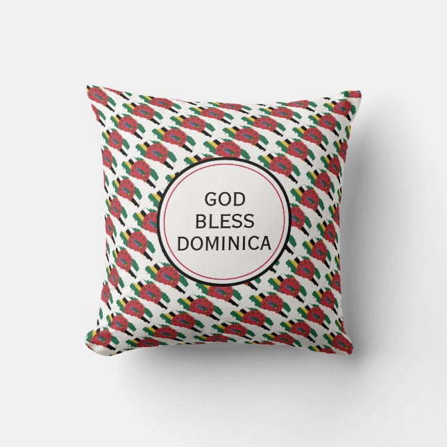 GOD BLESS DOMINICA Inspirational Dominican Flag Cushion (Front)