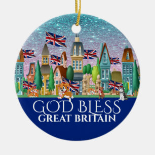 God Bless Great Britain Ceramic Ornament