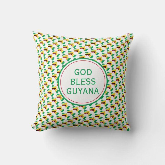 GOD BLESS GUYANA Inspirational Guyanese Flag Cushion (Front)