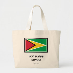 GOD BLESS GUYANA   Patriotic   Guyanese Flag Large Tote Bag