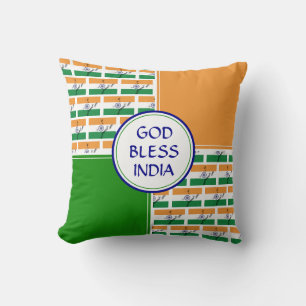 God Bless INDIA FLAG Cushion