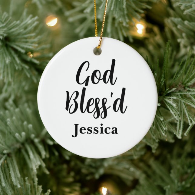 God Bless Inspirational Phrase White Typography  Ceramic Tree Decoration (Tree)