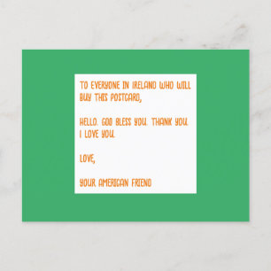 GOD Bless Ireland. Love, Your American Friend. Postcard