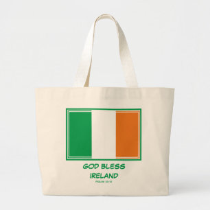 GOD BLESS IRELAND   Patriotic   Irish Flag Large Tote Bag