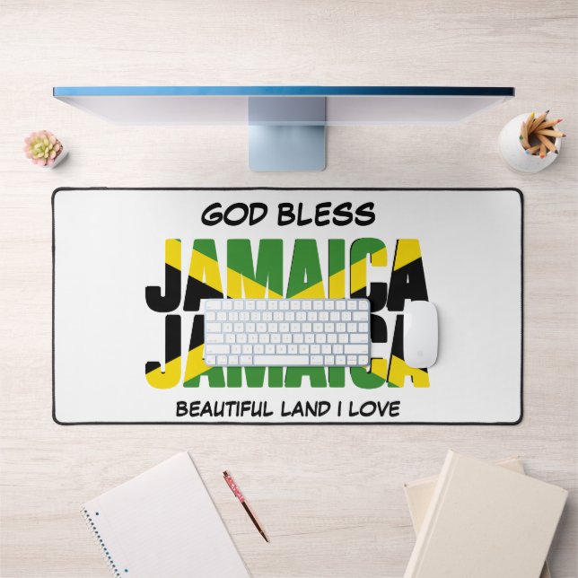 GOD BLESS JAMAICA JAMAICA Flag Desk Mat (Office 1)