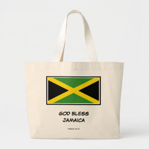 GOD BLESS JAMAICA   Patriotic   Jamaican Flag Large Tote Bag