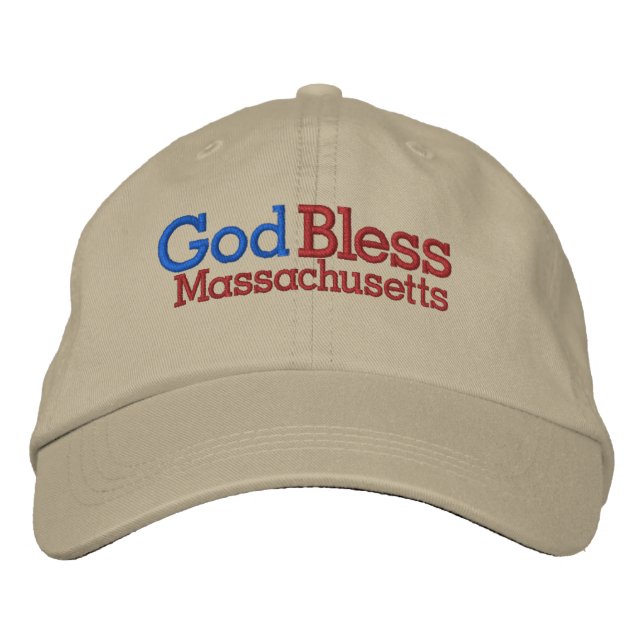 God Bless Massachusetts Embroidered Hat (Front)