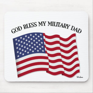 GOD BLESS MY MILITARY DAD with US flag Mouse Mat