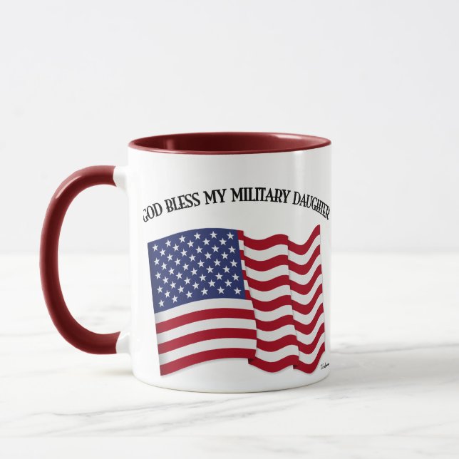 GOD BLESS MY MILITARY DAUGHTER with US flag Mug (Left)