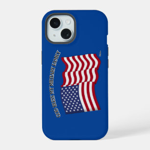 GOD BLESS MY MILITARY FAMILY with US flag iPhone 15 Case