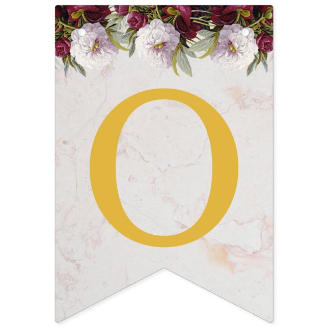 God Bless Name Floral Peonies Baptism Communion Bunting (Second Flag)