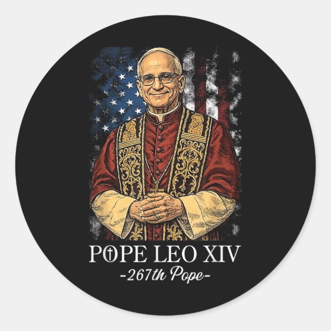 God Bless New Pope Leo Xiv Catholic Church Faith S Classic Round Sticker (Front)