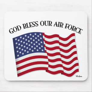 GOD BLESS OUR AIR FORCE with US flag Mouse Mat