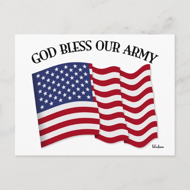 GOD BLESS OUR ARMY with US flag Postcard (Front)