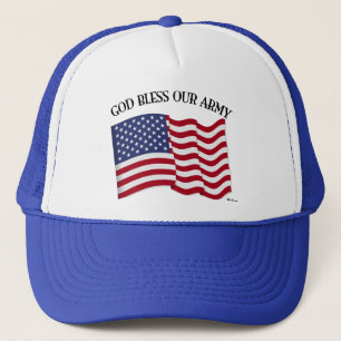 GOD BLESS OUR ARMY with US flag Trucker Hat