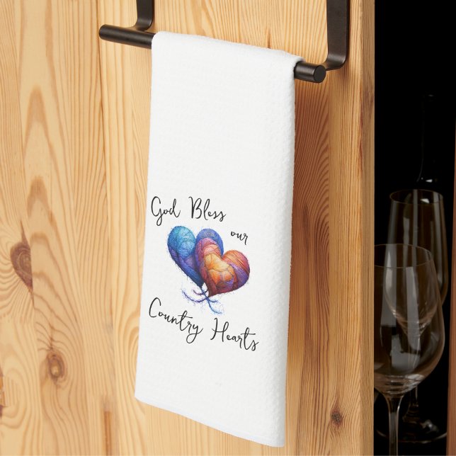 God Bless Our Country Hearts Tea Towel (Creator Uploaded)