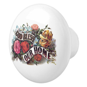God Bless Our Home Ceramic Knob