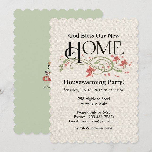 God Bless Our Home: Personalised Invitation (Front/Back)