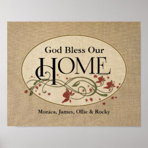 God Bless Our Home: Personalised Poster