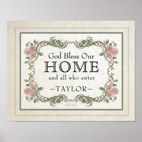 God Bless Our Home: Personalised Poster | Zazzle.co.uk