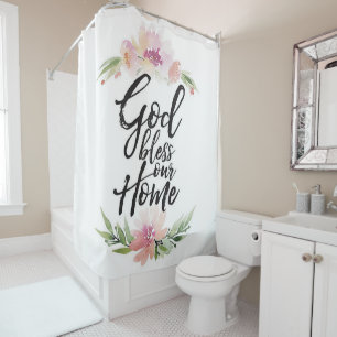 God bless our home shower curtain
