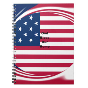 God Bless Our Home: USA Flag Swirl Art Notebook