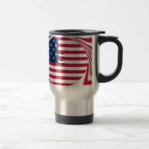 God Bless Our Home: USA Flag Swirl Art Travel Mug