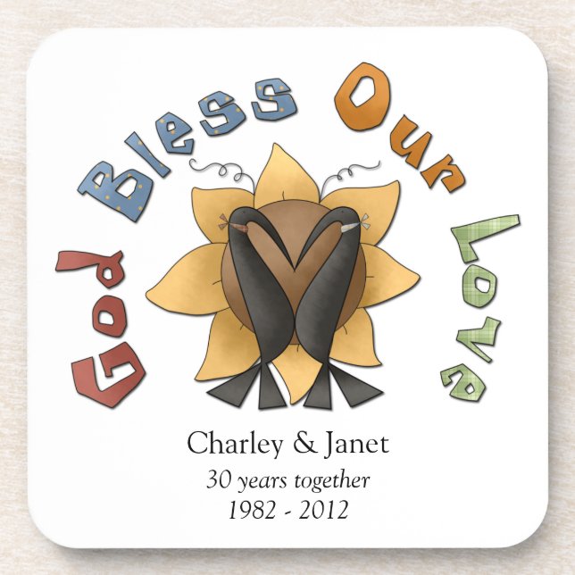 God Bless Our Love Cork Coaster (Front)