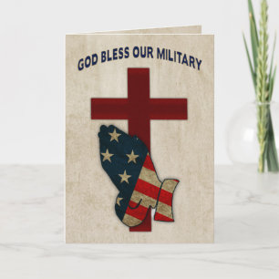 God Bless Our Military, Praying Hands/Flag Card