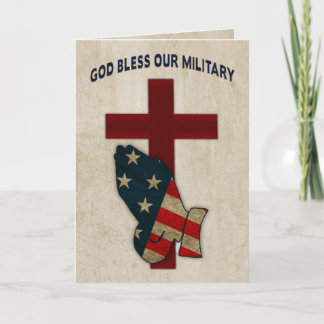 God Bless Our Military, Praying Hands/Flag Card