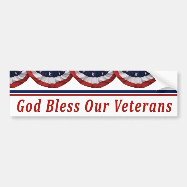 God Bless Our Military Veterans Bumper Sticker (Front)