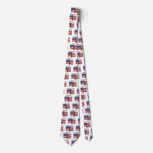 GOD BLESS OUR NAVY with rugged cross & US flag Tie