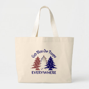 God Bless Our Troops Large Tote Bag