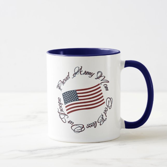 God Bless Our Troops, Proud Army Mum Mug (Right)