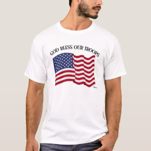 God Bless Our Troops with US flag T-Shirt