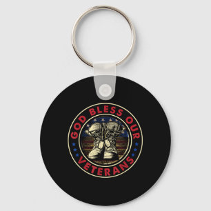 God Bless Our Veterans Memorial Day Key Ring