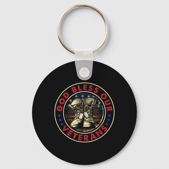 God Bless Our Veterans Memorial Day Key Ring (Front)