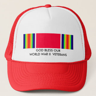 GOD BLESS OUR WORLD WAR II VETERANS TRUCKER HAT