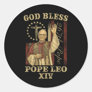 God Bless Pope Leo Xiv Cardinal Robert Prevost Classic Round Sticker