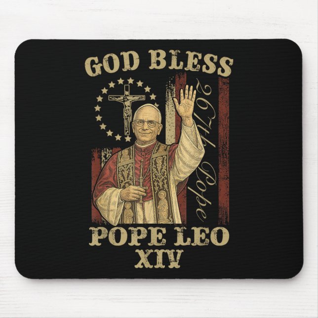 God Bless Pope Leo Xiv Cardinal Robert Prevost  Mouse Mat (Front)