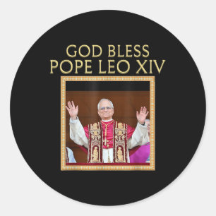 God Bless Pope Leo Xiv Catholic Portrait Religious Classic Round Sticker