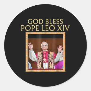 God Bless Pope Leo Xiv Portrait  Classic Round Sticker