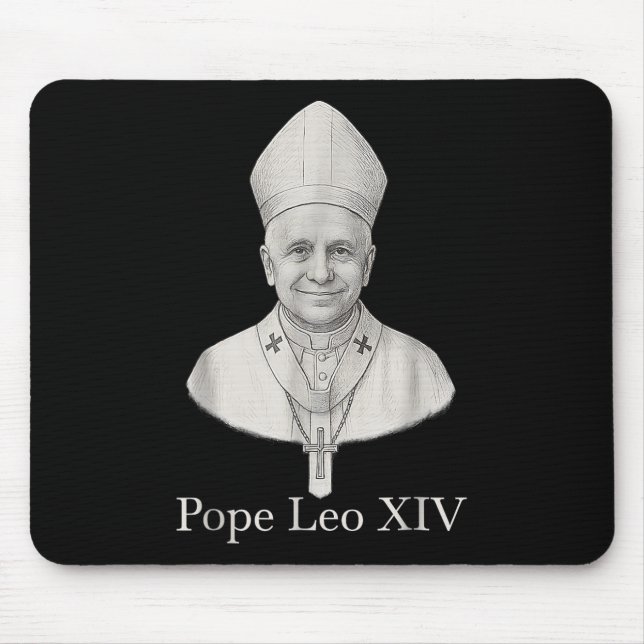 God Bless Pope Leo Xiv Portrait  Mouse Mat (Front)