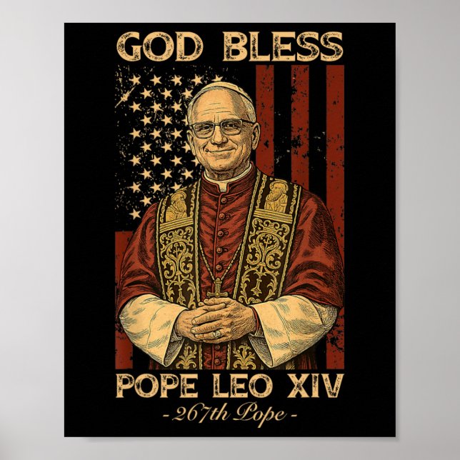 God Bless Pope Leo Xiv Robert Francis Prevost Amer Poster (Front)