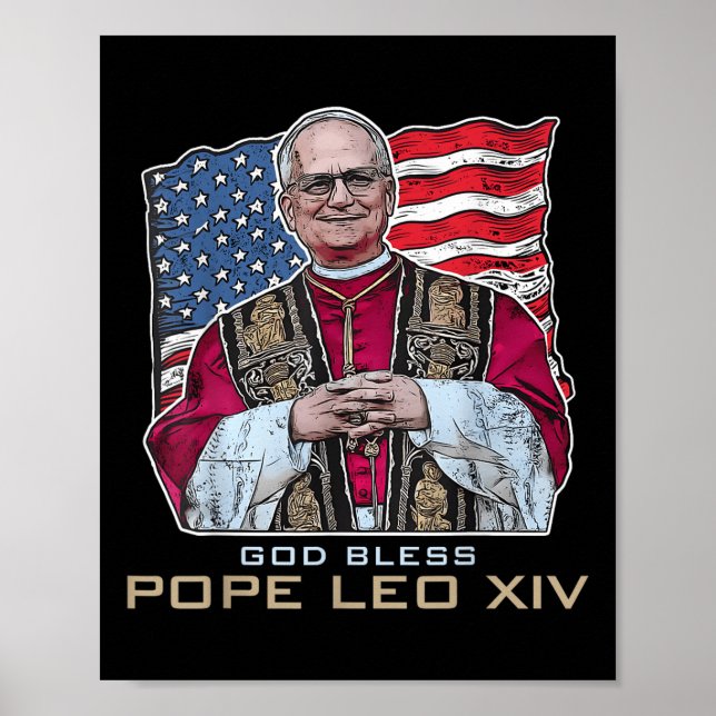 God Bless Pope Leo Xiv Robert New Pope Retro Ameri Poster (Front)