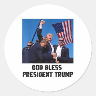 God Bless President Trump, Donald Trump 2024 _1  Classic Round Sticker